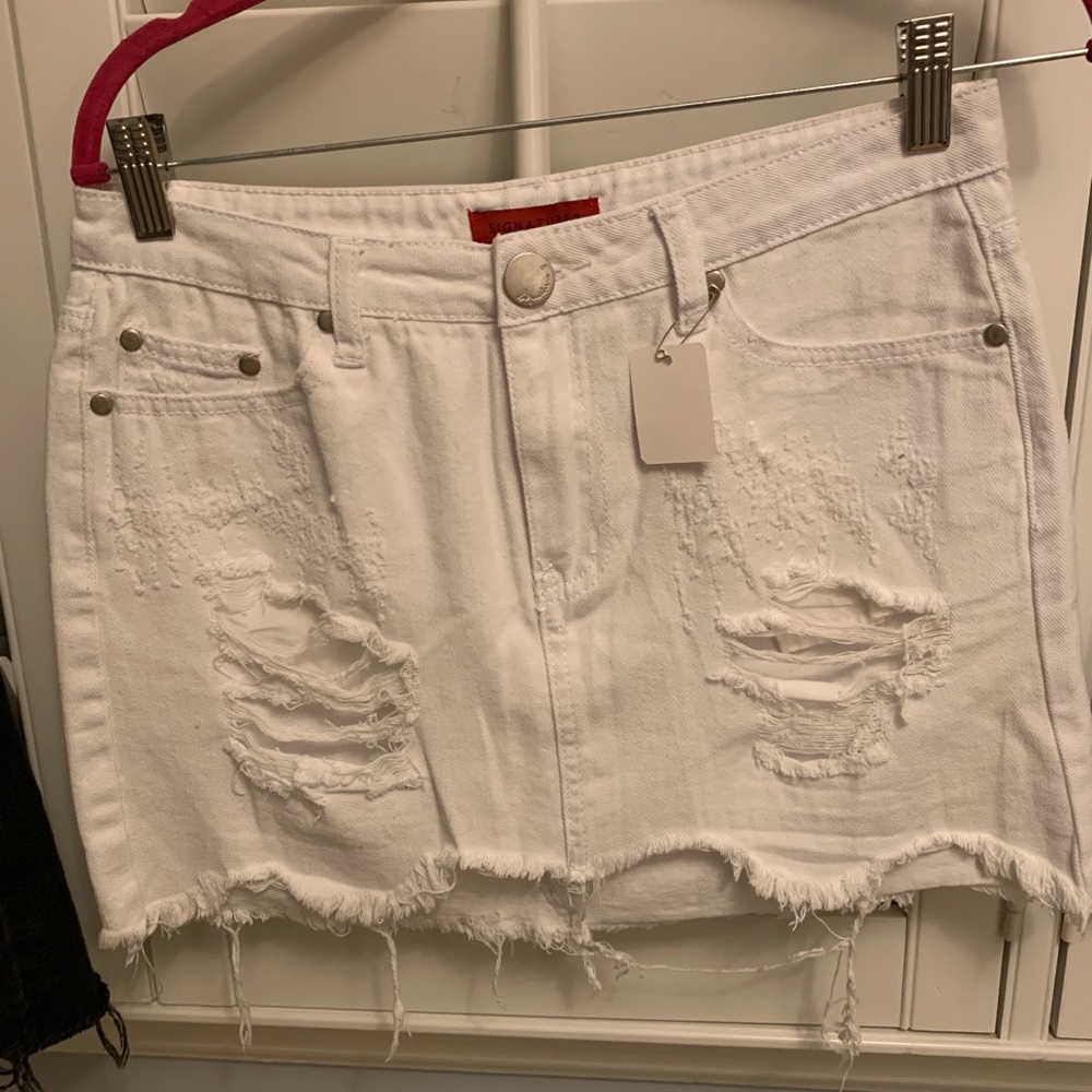 White jean skirt